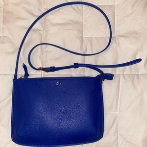 Tory Burch Blue Pebbled Wallet Crossbody Bag